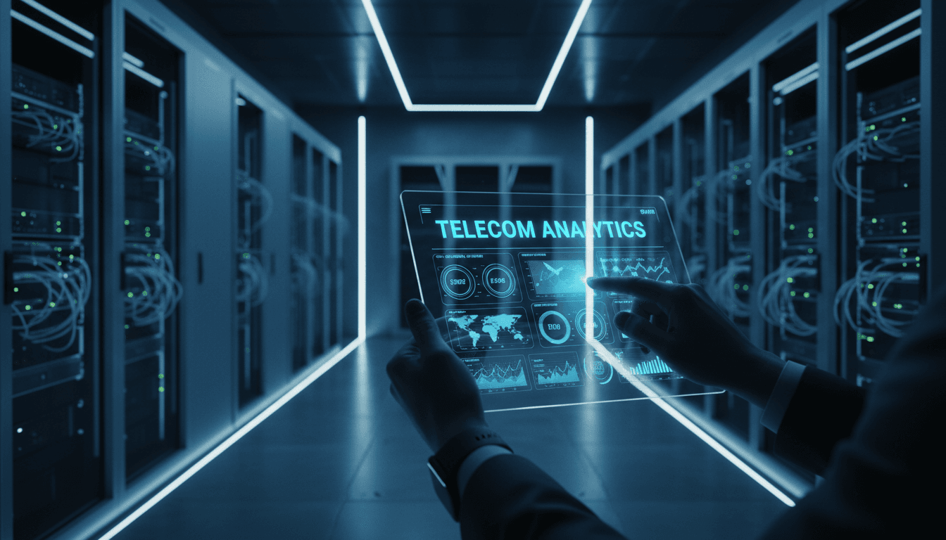 Professional monitoring IT and telecommunications network infrastructure with data analytics dashboard on tablet